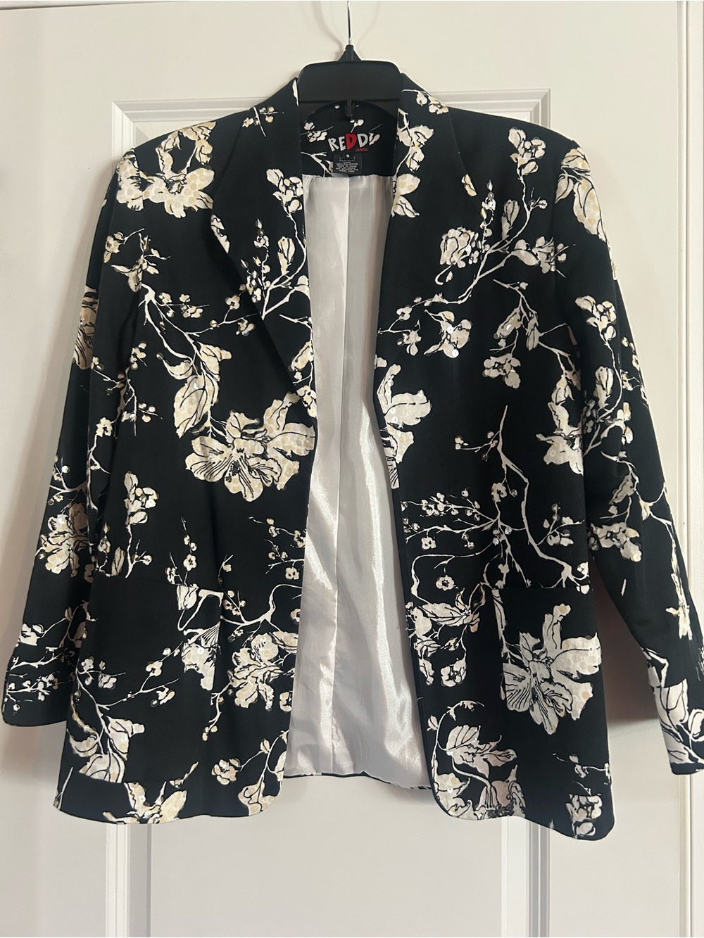 Black Floral Open-Front Blazer